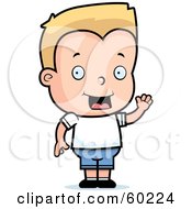 Royalty Free RF Clipart Illustration Of A Friendly Blond Johnny Boy Character Waving