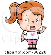 Royalty Free RF Clipart Illustration Of A Jane Girl Character Smiling And Waving