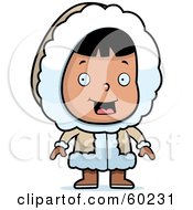 Cute Eskimo Girl Character In Warm Clothing