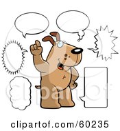 Poster, Art Print Of Brown Doggy Character With Multiple Word Balloons