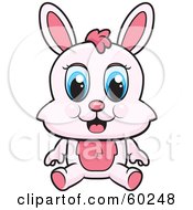 Poster, Art Print Of Adorable Pink Bunny With Blue Eyes Sitting