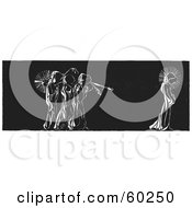Royalty Free RF Clipart Illustration Of Four Monks Carrying The Body Of A Saint In A March Black And White