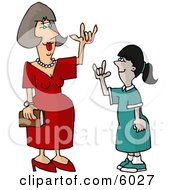 Hearing Impaired Teacher Using Sign Language With A Student Clipart Picture