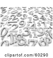 Royalty Free RF Clipart Illustration Of A Background Of Random Silver Numbers On White