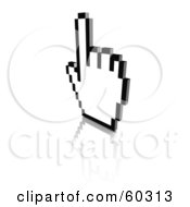Royalty Free RF Clipart Illustration Of A White Hand Shaped Computer Cursor Pointer Outlined In Black