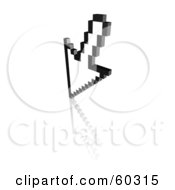 Royalty Free RF Clipart Illustration Of A Black And White Arrow Shaped Computer Cursor Pointer Pointing Down by Jiri Moucka