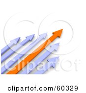 Royalty Free RF Clipart Illustration Of 3d Blue And Orange Arrows Racing Up To The Right