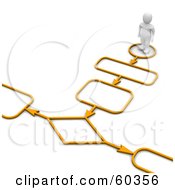 Royalty Free RF Clipart Illustration Of A 3d Blanco Man Character Standing On An Orange Path by Jiri Moucka