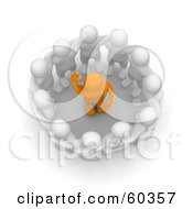 Royalty Free RF Clipart Illustration Of A Group Of 3d Blanco Characters Surrounding An Anaranjado Man During An Intervention by Jiri Moucka