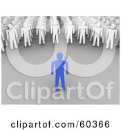 Royalty Free RF Clipart Illustration Of A 3d Blue Guy Speaking To White Men by Jiri Moucka