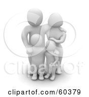 Royalty Free RF Clipart Illustration Of A Happy 3d Blanco Man Character Family Of Four