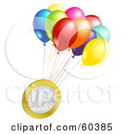 Poster, Art Print Of Balloons Floating Away With A Euro Coin