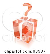 Poster, Art Print Of 3d Question Mark Over A Transparent Red Cube Gift Box