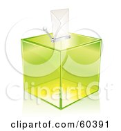 Poster, Art Print Of Trasparent Green Ballot Box With An Envelope On The Top