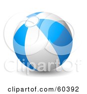 Poster, Art Print Of Shiny 3d Blue And White Beach Ball