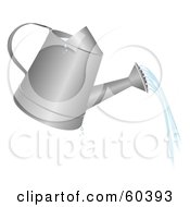 Royalty Free RF Clipart Illustration Of A Metal Watering Can Pouring Water