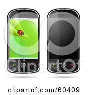 Poster, Art Print Of Digital Collage Of Cell Phones With Blank And Ladybug Screens