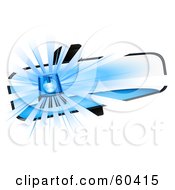 Royalty Free RF Clipart Illustration Of Blue Police Lights Reflecting In A Rear View Mirror by Oligo