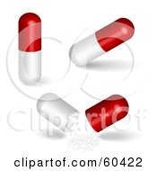 Royalty Free RF Clipart Illustration Of A Digital Collage Of White And Red Pill Capsules by Oligo