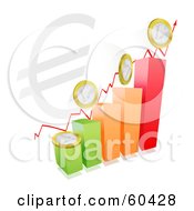 Colorful Bar Graph With Coins And An Arrow And A Large Euro Symbol
