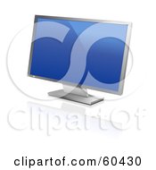 Poster, Art Print Of Modern Silver Widescreen Computer Monitor Or Television With A Blue Screen Saver