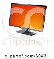 Poster, Art Print Of Modern Widescreen Computer Monitor Or Television With An Orange Screen Saver