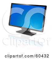 Poster, Art Print Of Modern Widescreen Computer Monitor Or Television With A Blue Screen Saver
