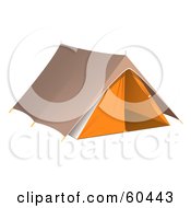 Poster, Art Print Of Pitched Brown And Orange Camping Tent