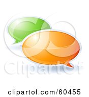 Royalty Free RF Clipart Illustration Of Shiny 3d Green And Orange Chat Windows by Oligo
