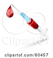 Royalty Free RF Clipart Illustration Of A Syringe Squirting A Blood Drop From A Needle