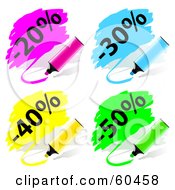 Royalty Free RF Clipart Illustration Of A Digital Collage Of Pink Blue Yellow And Green Highlighter Pen Discout Scribbles