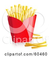 Poster, Art Print Of Red Container Of Fast Food French Fries - Version 2