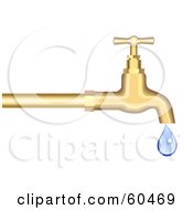 Royalty Free RF Clipart Illustration Of A Dripping Gold Faucet by Oligo #COLLC60469-0124