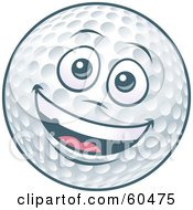 Friendly Smiling Golf Ball Character With A Face