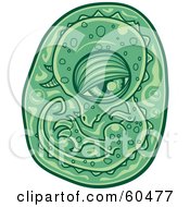 Cute Green Dinosaur Embryo Curled In A Fetal Position