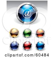 Digital Collage Of Bright Round 3d Website Buttons In Different Colors