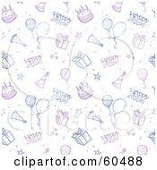 Happy Birthday Background Of Cakes Balloons And Presents On White