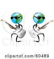 Poster, Art Print Of Cool Globe Dudes Playing Guitars And Wearing Shades