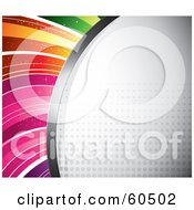 Royalty Free RF Clipart Illustration Of A Curving Halftone Background With Faint Dots And Rainbow Lines