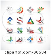 Royalty Free RF Clipart Illustration Of A Digital Collage Of 16 Colorful Abstract Web Design Elements Or Logos