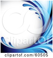 Curving Blue Splash Background On White