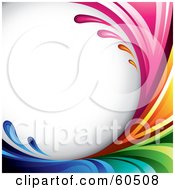 Royalty Free RF Clipart Illustration Of A Curving Rainbow Splash Background On White by TA Images