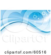Royalty Free RF Clipart Illustration Of A White Background With Waves Of Blue And White Bubbles