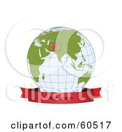 Poster, Art Print Of Red Afghanistan Banner Along The Bottom Of A Grid Globe