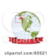 Royalty Free RF Clipart Illustration Of A Red Alaska Banner Along The Bottom Of A Grid Globe