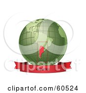 Royalty Free RF Clipart Illustration Of A Red Argentina Banner Along The Bottom Of A Green Grid Globe