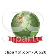 Poster, Art Print Of Red Alaska Banner Along The Bottom Of A Green Grid Globe