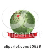 Royalty Free RF Clipart Illustration Of A Red Alaska Banner Along The Bottom Of A Green Grid Globe
