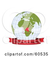 Poster, Art Print Of Red Congo Democratic Republic Banner Along The Bottom Of A Grid Globe