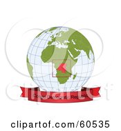 Royalty Free RF Clipart Illustration Of A Red Congo Democratic Republic Banner Along The Bottom Of A Grid Globe